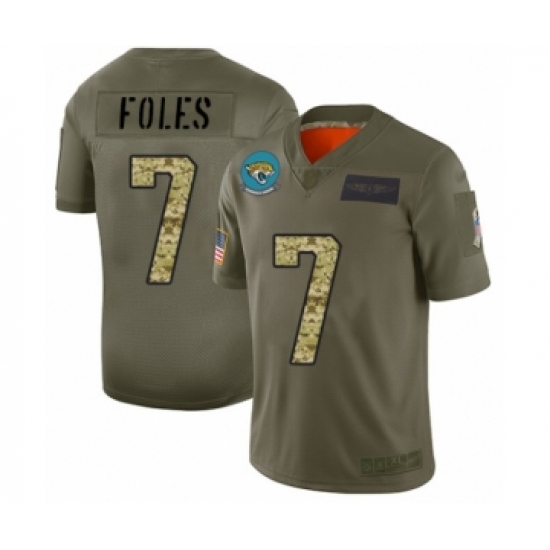 Men's Jacksonville Jaguars #7 Nick Foles Limited Olive Camo 2019 Salute to Service Football Jersey - Ujersey
