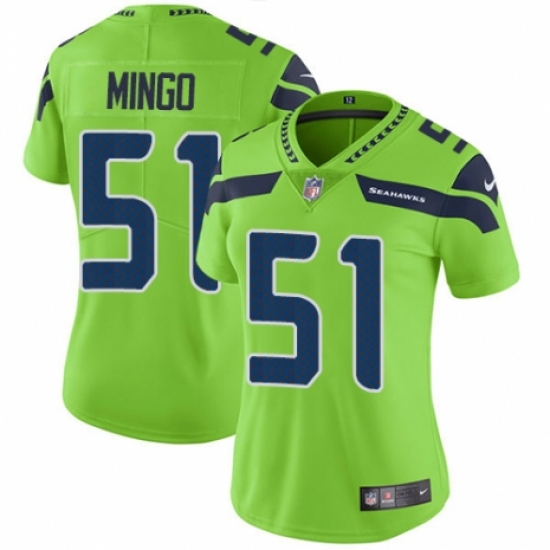 Women's Nike Seattle Seahawks #51 Barkevious Mingo Limited Green Rush Vapor Untouchable NFL Jersey - Ujersey