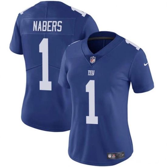 Women's New York Giants #1 Malik Nabers Blue Vapor Stitched Jersey(Run Small) - Ujersey