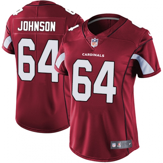 Women's Nike Arizona Cardinals #64 Dorian Johnson Red Team Color Vapor Untouchable Limited Player NFL Jersey - Ujersey