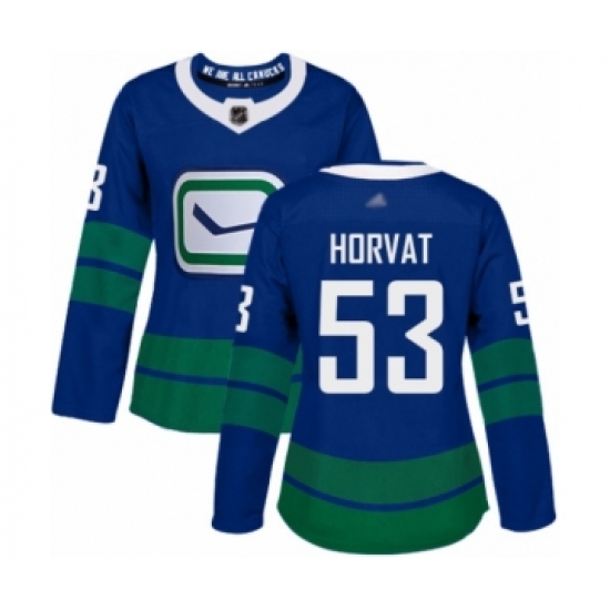 Women's Vancouver Canucks #53 Bo Horvat Authentic Royal Blue Alternate Hockey Jersey