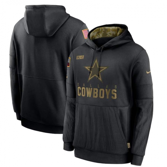 Men's NFL Dallas Cowboys 2020 Salute To Service Black Pullover Hoodie - Ujersey