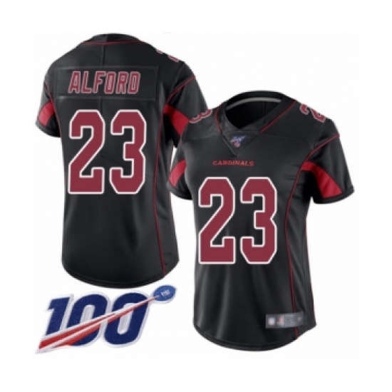 Women's Arizona Cardinals #23 Robert Alford Limited Black Rush Vapor Untouchable 100th Season Football Jersey