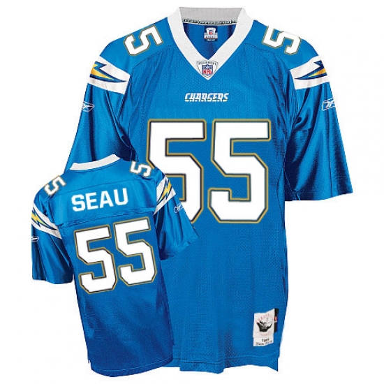 Mitchell And Ness Los Angeles Chargers #55 Junior Seau Authentic Light Blue Throwback NFL Jersey - Ujersey