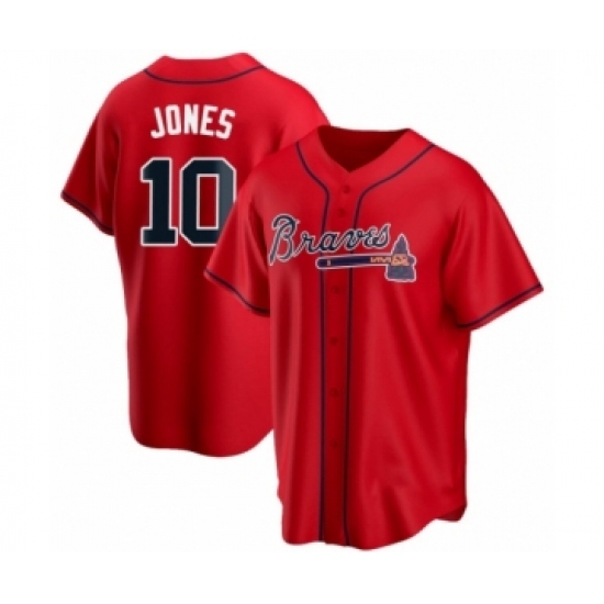 Youth Chipper Jones #10 Atlanta Braves Red Replica Alternate Jersey - Ujersey