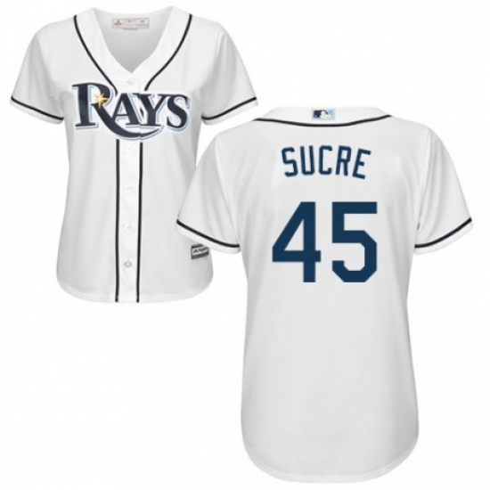 Women's Majestic Tampa Bay Rays #45 Jesus Sucre Authentic White Home Cool Base MLB Jersey - Ujersey