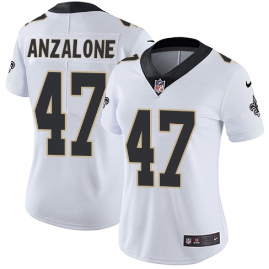 Women's Nike New Orleans Saints #47 Alex Anzalone White Vapor Untouchable Limited Player NFL Jersey - Ujersey