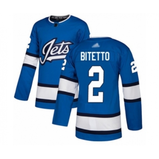 Men's Winnipeg Jets #2 Anthony Bitetto Premier Blue Alternate Hockey Jersey - Ujersey