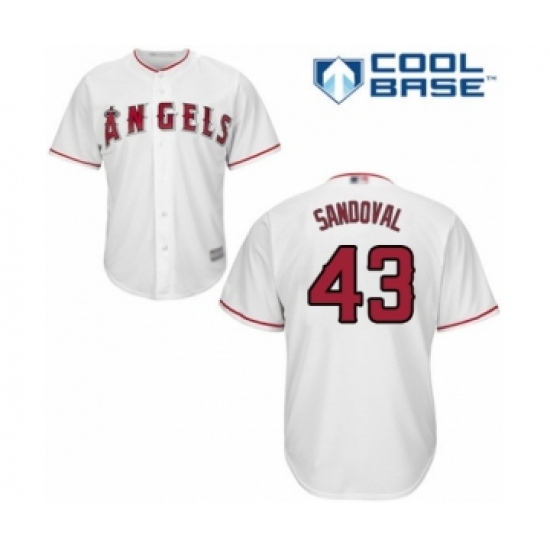 Youth Los Angeles Angels of Anaheim #43 Patrick Sandoval Authentic White Home Cool Base Baseball Player Jersey - Ujersey