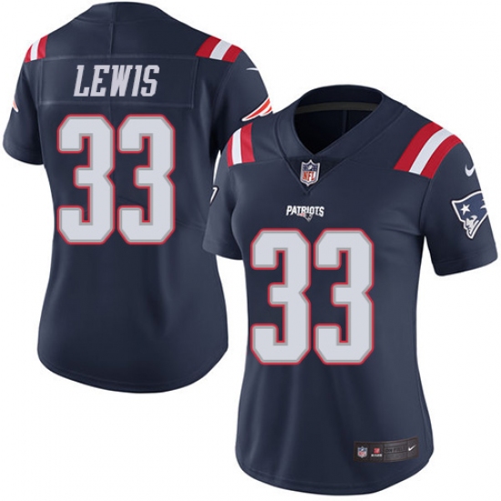 Women's Nike New England Patriots #33 Dion Lewis Limited Navy Blue Rush Vapor Untouchable NFL Jersey - Ujersey