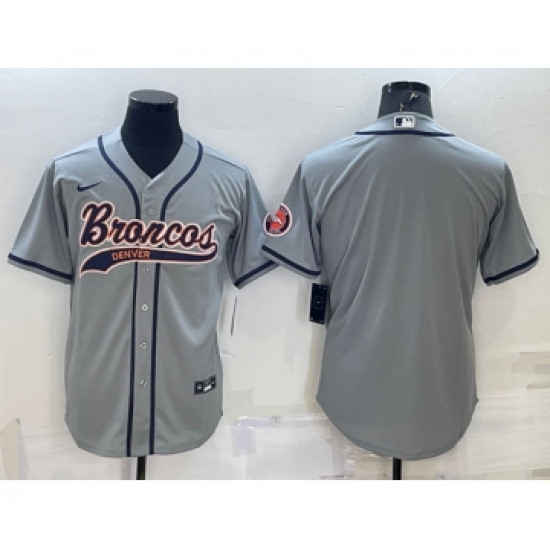 Men's Denver Broncos Blank Gray With Patch Cool Base Stitched Baseball Jersey - Ujersey