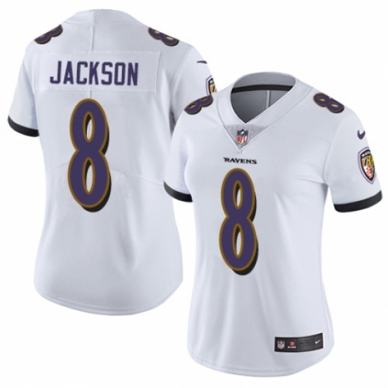 Women's Nike Baltimore Ravens #8 Lamar Jackson White Vapor Untouchable Limited Player NFL Jersey - Ujersey