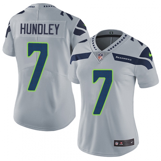 Women Nike Seattle Seahawks #7 Brett Hundley Grey Alternate Vapor Untouchable Limited Player NFL Jersey - Ujersey