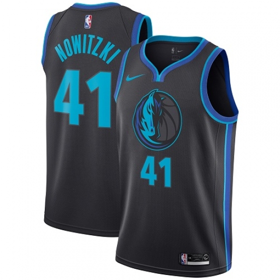 Men's Nike Dallas Mavericks #41 Dirk Nowitzki Swingman Charcoal NBA Jersey - City Edition - Ujersey