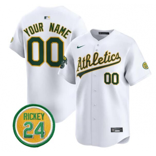 Men's Oakland Athletics Active Player Custom White Rickey Henderson Patch Vapor Premier Limited Stitched Baseball Jersey - Ujersey