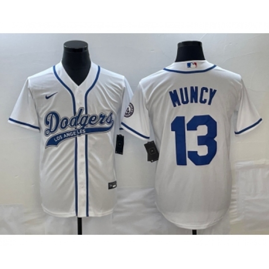 Men's Los Angeles Dodgers #13 Max Muncy White Cool Base Stitched Baseball Jersey1 - Ujersey
