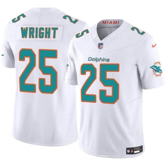 Men's Miami Dolphins #25 Jaylen Wright White 2024 F.U.S.E Vapor Limited Football Stitched Jersey - Ujersey