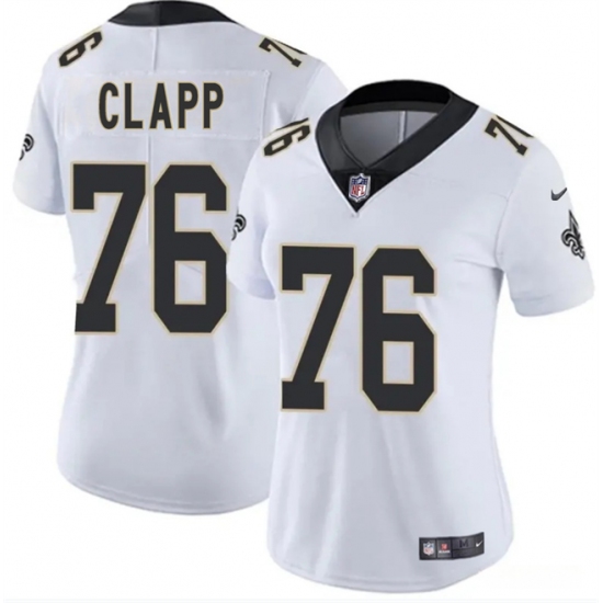 Women's New Orleans Saints #76 Will Clapp White 2025 Vapor Stitched Game Jersey(Run Small) - Ujersey