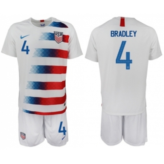USA #4 Bradley Home Soccer Country Jersey