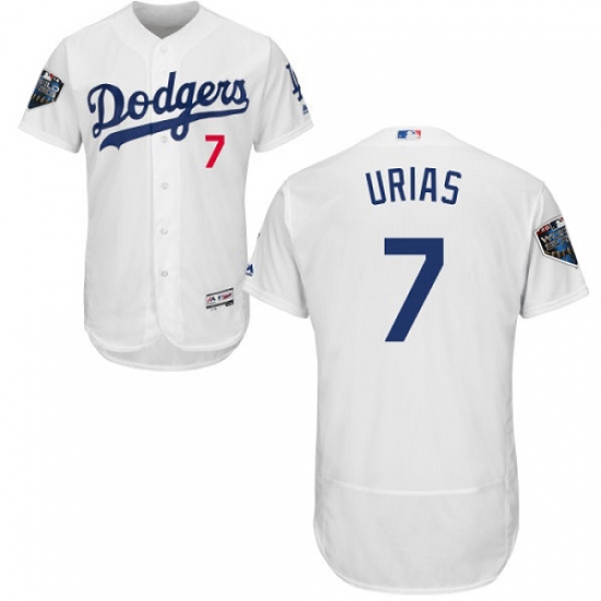 Men's Majestic Los Angeles Dodgers #7 Julio Urias White Home Flex Base Authentic Collection 2018 World Series MLB Jersey - Ujersey