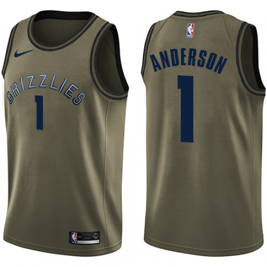 Men's Nike Memphis Grizzlies #1 Kyle Anderson Swingman Green Salute to Service NBA Jersey - Ujersey