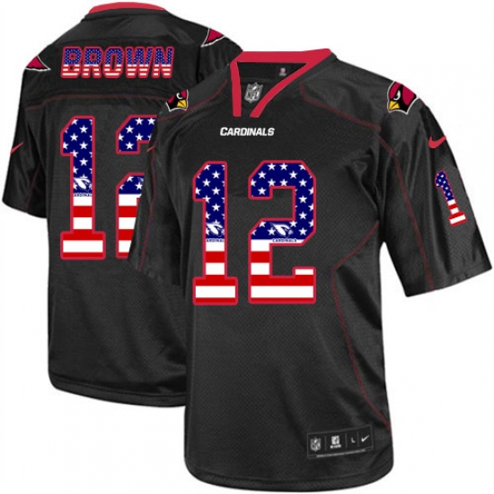 Men's Nike Arizona Cardinals #12 John Brown Elite Black USA Flag Fashion NFL Jersey - Ujersey