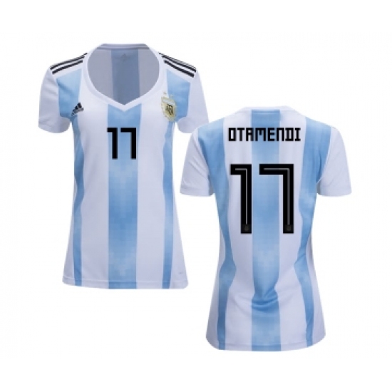 Women's Argentina #17 Otamendi Home Soccer Country Jersey