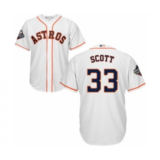 Youth Houston Astros #33 Mike Scott Authentic White Home Cool Base 2019 World Series Bound Baseball Jersey - Ujersey