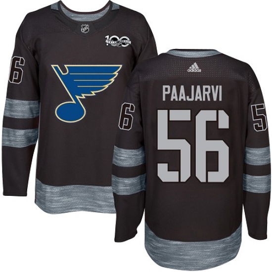 Men's Adidas St. Louis Blues #56 Magnus Paajarvi Authentic Black 1917-2017 100th Anniversary NHL Jersey - Ujersey