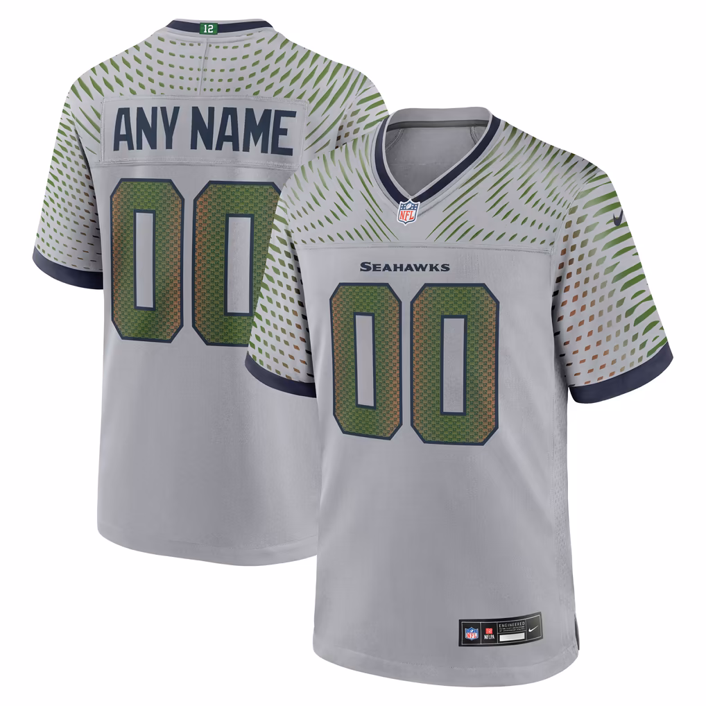 Men's Seattle Seahawks Nike Gray Rivalries Collection Custom Game Jersey - Ujersey