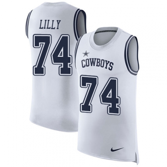 Men's Nike Dallas Cowboys #74 Bob Lilly Limited White Rush Player Name & Number Tank Top NFL Jersey - Ujersey