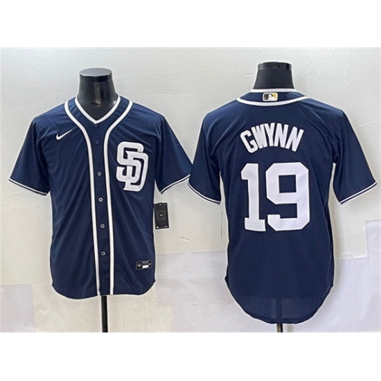 Men's San Diego Padres #19 Tony Gwynn Navy Cool Base Stitched Baseball Jersey - Ujersey