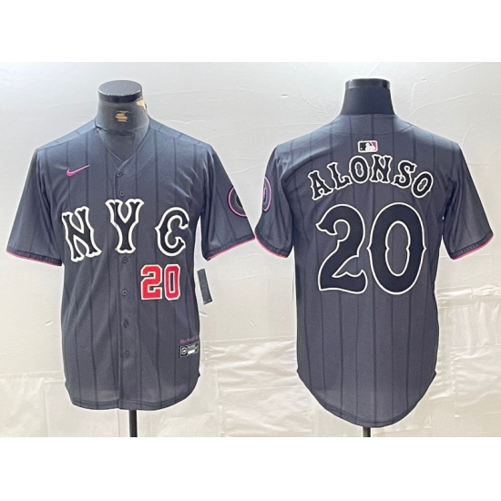 Men's New York Mets #20 Pete Alonso Number Grey 2024 City Connect Cool Base Stitched Jerseys - Ujersey