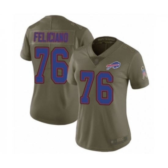Women's Buffalo Bills #76 Jon Feliciano Limited Olive 2017 Salute to Service Football Jersey - Ujersey