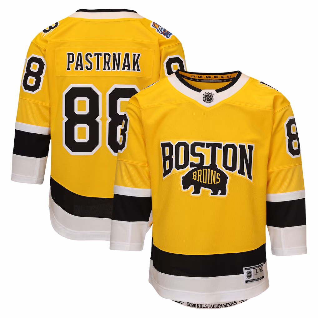 Youth Boston Bruins David Pastrnak Outerstuff Gold 2026 NHL Stadium Series Premier Jersey - ujerseystore