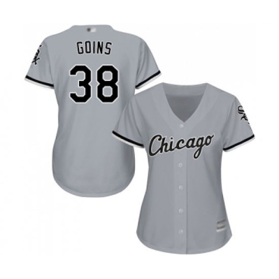 Women's Chicago White Sox #38 Ryan Goins Replica Grey Road Cool Base Baseball Jersey - Ujersey