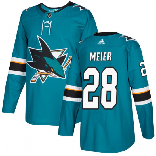 Youth Adidas San Jose Sharks #28 Timo Meier Premier Teal Green Home NHL Jersey - Ujersey