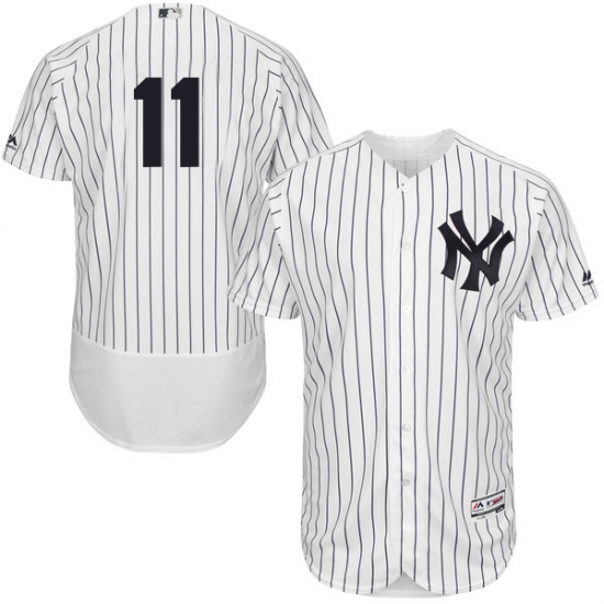 Men's Majestic New York Yankees #11 Brett Gardner White Home Flex Base Authentic Collection MLB Jersey - Ujersey