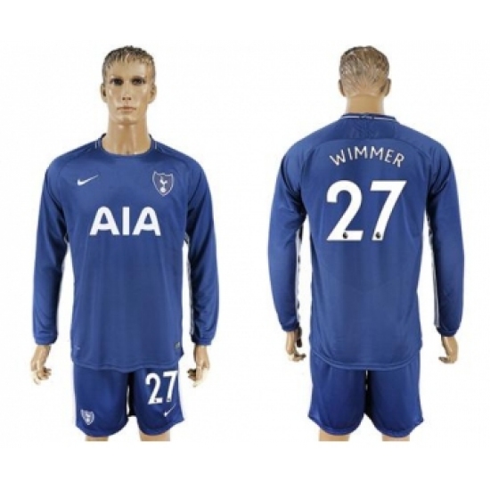 Tottenham Hotspur #27 Wimmer Away Long Sleeves Soccer Club Jersey