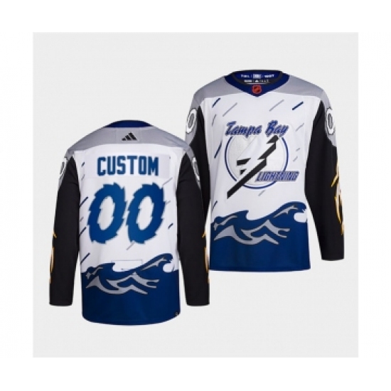 Men's Tampa Bay Lightning Custom White 2022 Reverse Retro Stitched Jersey - Ujersey