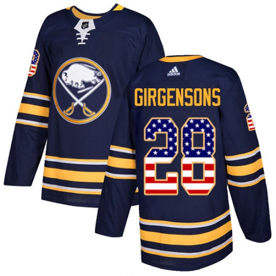 Men's Adidas Buffalo Sabres #28 Zemgus Girgensons Authentic Navy Blue USA Flag Fashion NHL Jersey