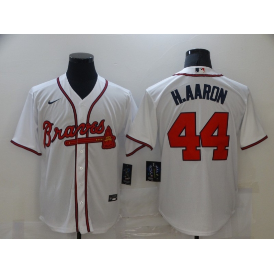 Men's Nike Atlanta Braves #44 Hank Aaron White Jersey - Ujersey