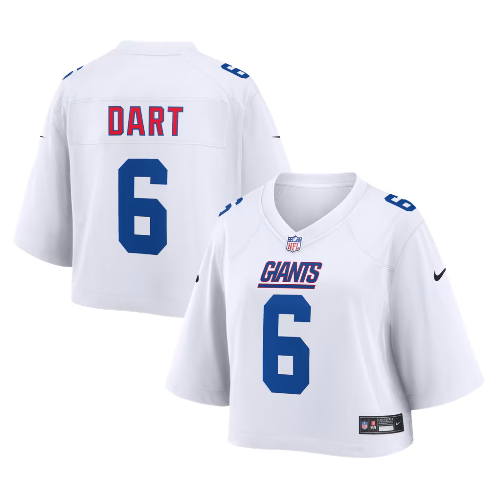 Women's New York Giants Jaxson Dart Nike White Cropped Fashion Game Jersey - SUjersey01