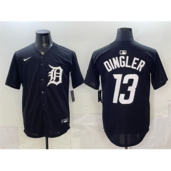 Men's Detroit Tigers #13 Dillon Dingler Black Limited Stitched Baseball Jersey