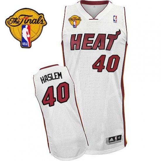 Men's Adidas Miami Heat #40 Udonis Haslem Authentic White Home Finals Patch NBA Jersey - Ujersey