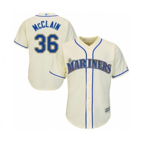Youth Seattle Mariners #36 Reggie McClain Authentic Cream Alternate Cool Base Baseball Player Jersey - Ujersey