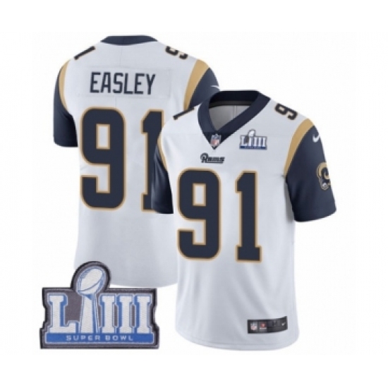 Men's Nike Los Angeles Rams #91 Dominique Easley White Vapor Untouchable Limited Player Super Bowl LIII Bound NFL Jersey - Ujersey