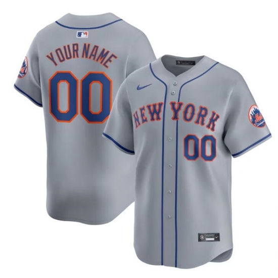 Men's New York Mets Active Player Cutsom 2024 Gray Away Limited Stitched Baseball Jersey