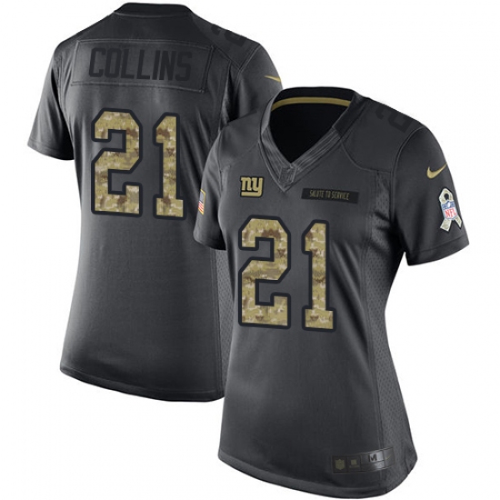 Women's Nike New York Giants #21 Landon Collins Limited Black 2016 Salute to Service NFL Jersey - Ujersey