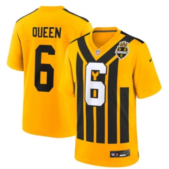 Men's Pittsburgh Steelers #6 Patrick Queen Gold 1933 Throwback Alternate Stitched Football Jersey - Ujersey